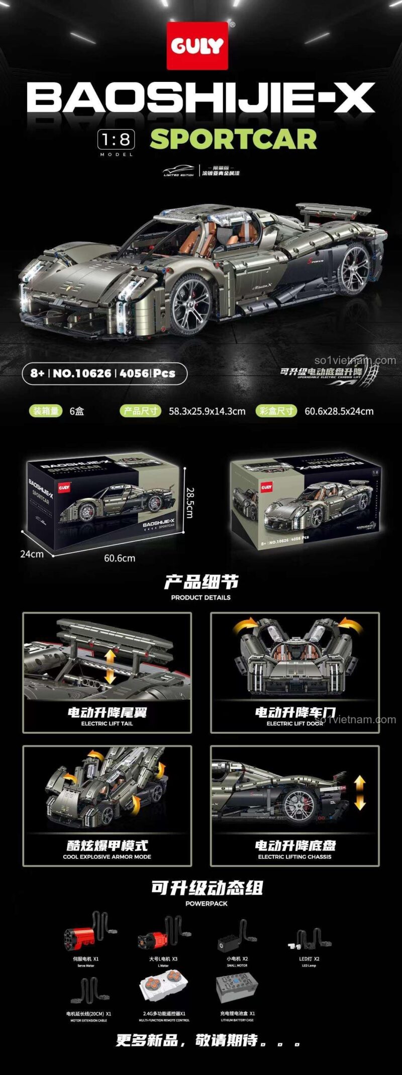 Chi tiết bộ lắp ghép xe Porsche Mission X GULY 10626