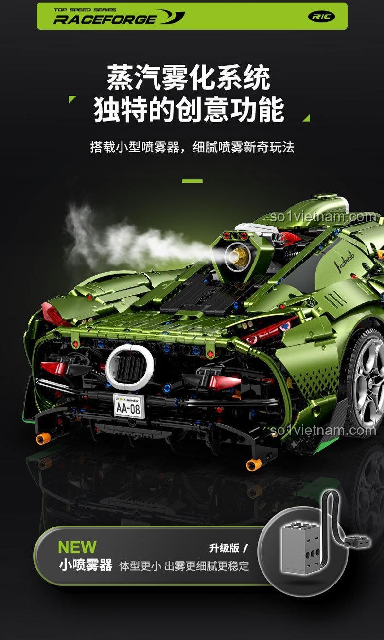 Bộ lắp ghép siêu xe Koenigsegg GULY 10628 với tính năng phun khói độc đáo, đồ chơi sáng tạo cho bé 8 tuổi, tỉ lệ 1:8