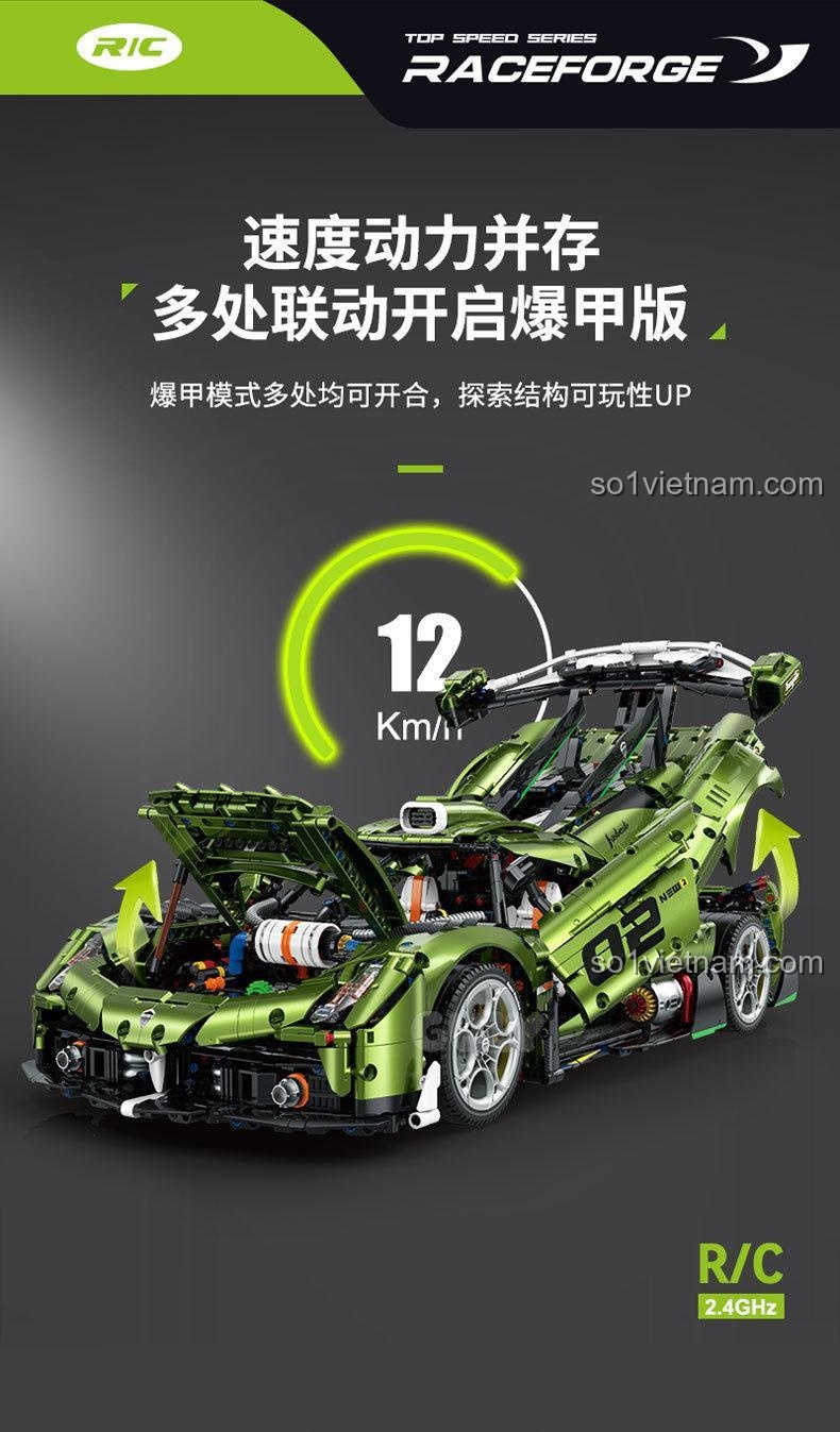 Mô hình siêu xe Koenigsegg GULY 10628 điều khiển từ xa RC, đồ chơi tốc độ cao cho bé trai, 3838 chi tiết