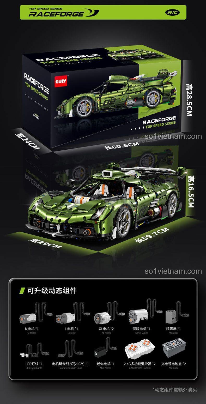 Mô hình siêu xe Koenigsegg GULY 10628 tỉ lệ 1:8, đồ chơi lắp ghép cao cấp cho bé trai, 3838 chi tiết