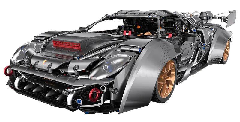 Mô hình siêu xe Porsche 918 màu xám, tỉ lệ 1:8, có đèn LED, cửa cánh chim, điều khiển từ xa, GULY 10629