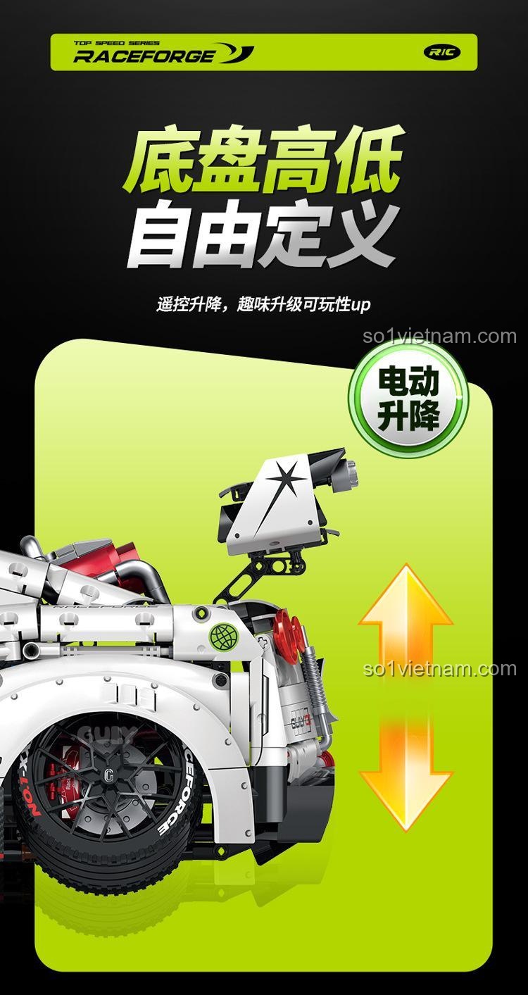 Tính năng điều khiển từ xa, đèn pha, nâng hạ gầm và phun khói mô phỏng của bộ khối lắp ghép Siêu xe Nissan GT-R GULY 10630. Đồ chơi lắp ráp hiện đại cho bé trai 8 tuổi.