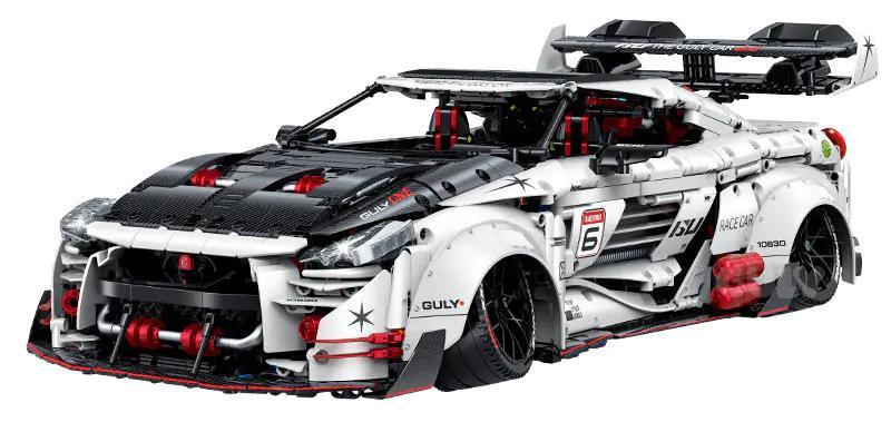 Bộ lắp ghép Siêu xe Nissan GT-R GULY 10630 tỉ lệ 1:8, 3939 chi tiết, màu trắng đen đỏ, có điều khiển từ xa, phun khói mô phỏng, nâng hạ gầm điện tử. Đồ chơi lắp ráp giá tốt cho bé trai 8 tuổi trở lên.