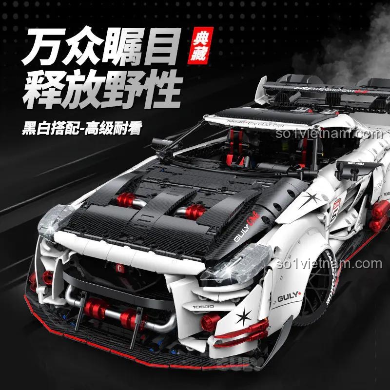 Mô hình Nissan GT-R 10630 GULY với thiết kế hạ gầm, màu đen trắng đỏ nổi bật. Đồ chơi mô hình chất lượng cao, kích thích tư duy sáng tạo cho bé trai 8 tuổi.