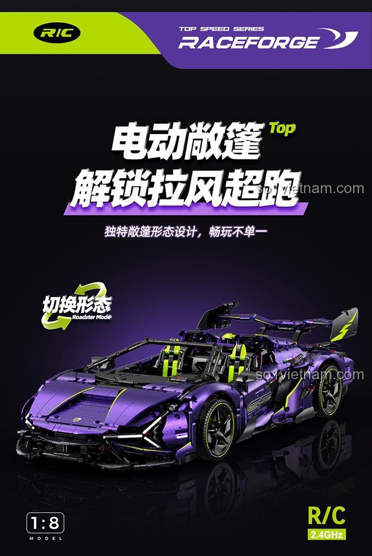 Các tùy chọn động cơ và phụ kiện nâng cấp cho bộ lắp ghép Lamborghini Purple Bull Supercar GULY 10635