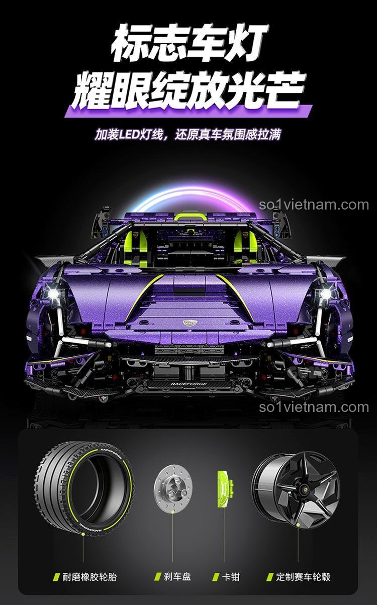 Ba chế độ tốc độ (cao, lơ lửng, thấp) của bộ lắp ghép Lamborghini Purple Bull Supercar GULY 10635