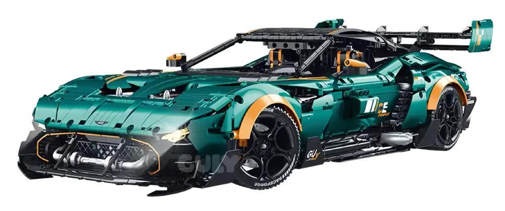 Mô hình xe Aston Martin Vulcan màu xanh lá cam đen tỉ lệ 1:8, 3794 chi tiết, đồ chơi kỹ thuật cho bé trai 8 tuổi, GULY 10647