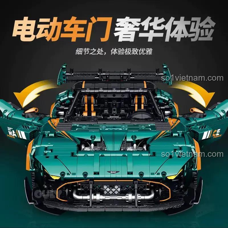 Mô hình xe Aston Martin Vulcan tỉ lệ 1:8, 3794 chi tiết, đồ chơi kỹ thuật cho bé trai 8 tuổi, GULY 10647, cửa mở điện
