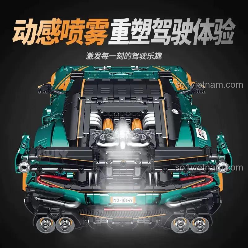 Mô hình xe Aston Martin Vulcan tỉ lệ 1:8, 3794 chi tiết, đồ chơi kỹ thuật cho bé trai 8 tuổi, GULY 10647, hệ thống phun sương tạo khói
