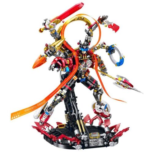 Robot Cyber Nezha GULY 80504 phiên bản Cyberpunk với vũ khí thay đổi và đèn LED, đồ chơi lắp ghép cho bé trai 8 tuổi
