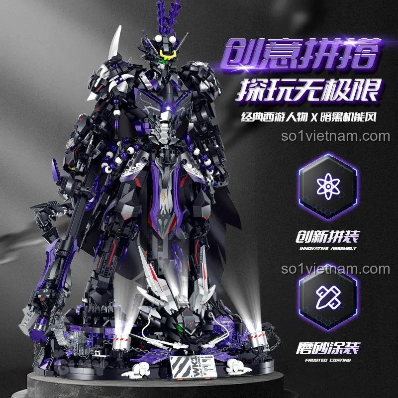 Bộ lắp ghép Tôn Ngộ Không Mecha 0505 GULY với đế trưng bày đèn LED, sáng tạo không giới hạn, phù hợp bé trai.