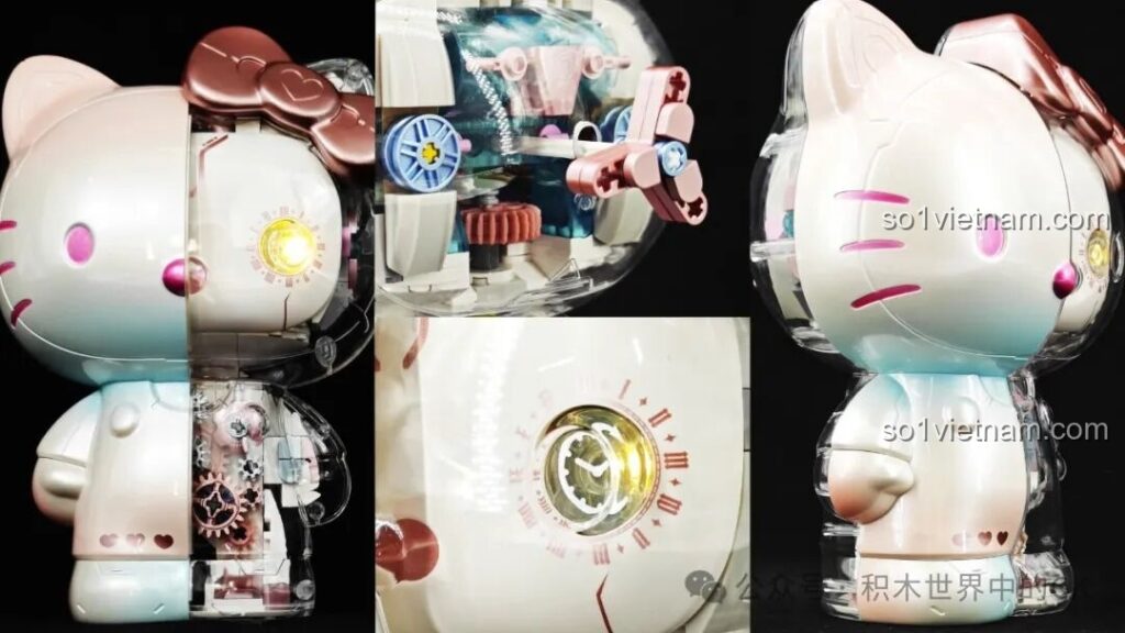 Mô hình Hello Kitty Bạc Kim Đại Thể TOP TOY với thiết kế 2D độc đáo, nửa dễ thương nửa cơ khí
