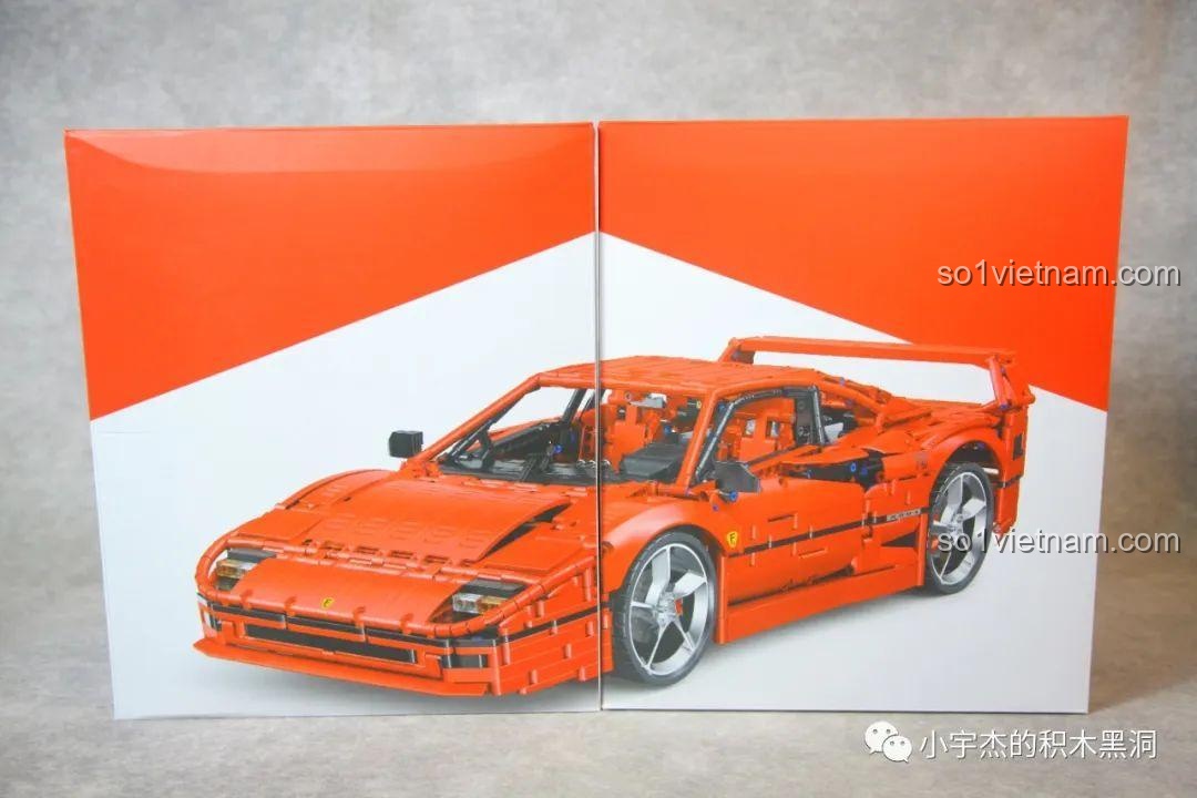 Hai hộp con bên trong hộp lớn của bộ lắp ghép Mô hình Ferrari F40 cho con trai từ 8 tuổi, được in hình sản phẩm đẹp mắt.