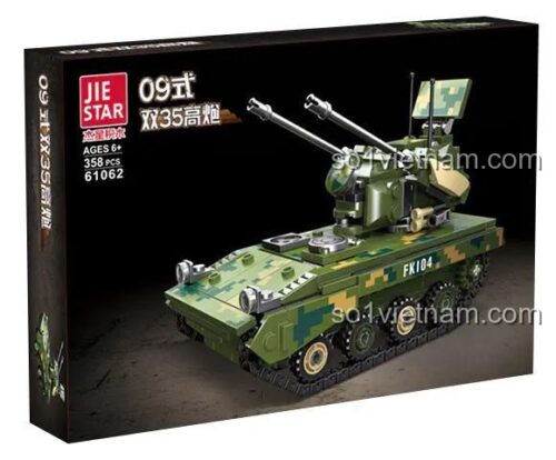 Hộp đồ chơi mô hình JIE STAR 61062 Xe pháo phòng không Type 09, 358 chi tiết, quà tặng cho bé trai.