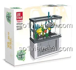 Hộp đồ chơi xếp hình JIE STAR 59221 Hồ cá cảnh cá hề, gồm 63 chi tiết, quà tặng cho con gái.