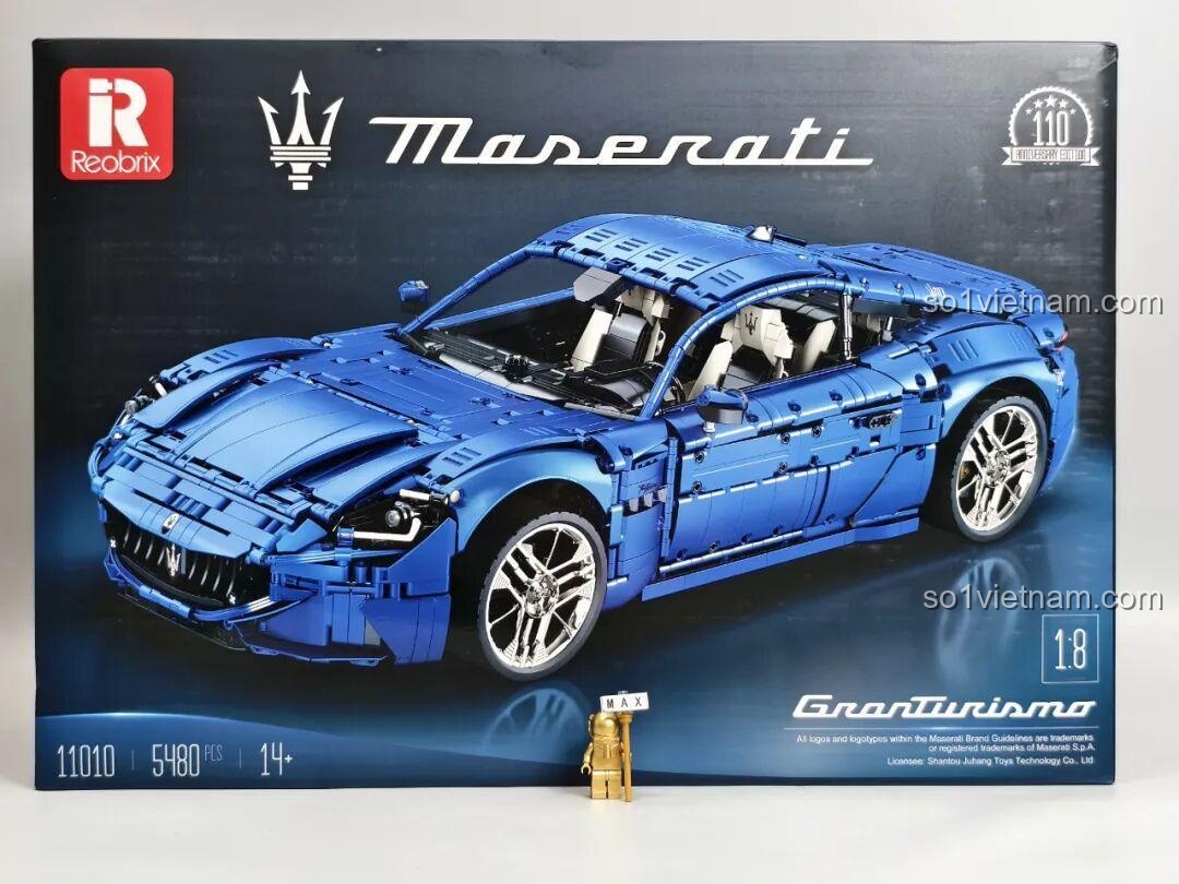 Hộp đồ chơi lắp ráp Reobrix 11010 Maserati GranTurismo 1:8 với 5480 chi tiết, thiết kế ấn tượng.