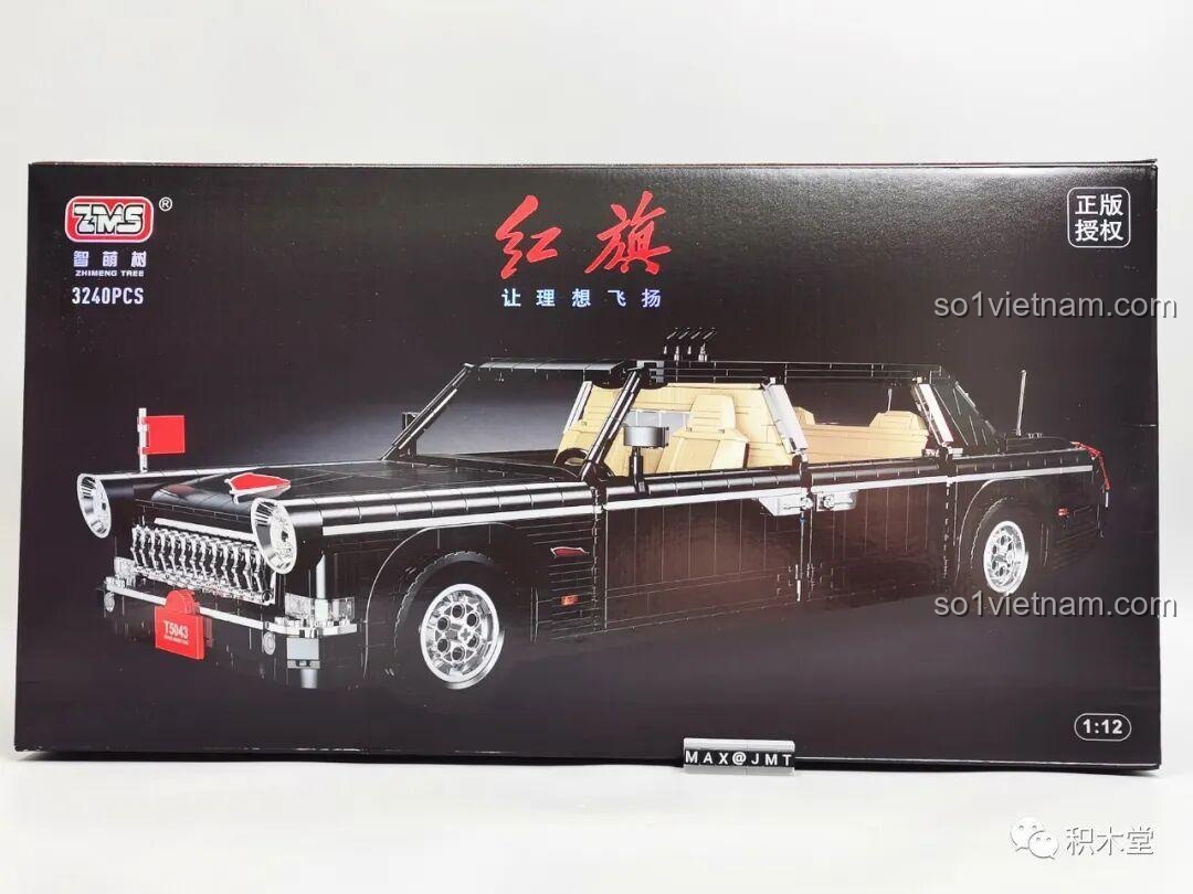 Hộp sản phẩm của bộ lắp ghép Zhimeng Tree T5043 Xe Lễ Tân Hồng Kỳ, hiển thị hình ảnh xe và số mảnh ghép.