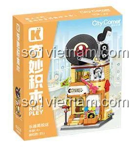 Hộp đồ chơi xếp hình Keeppley K28028 Tiệm Đĩa Than, quà tặng sáng tạo cho bé gái 6 tuổi