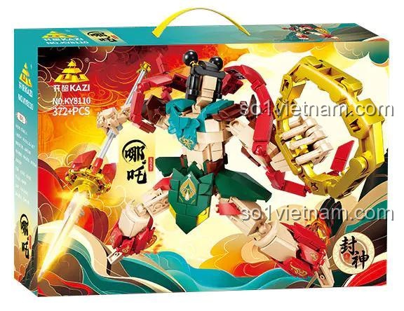 Hộp đựng bộ đồ chơi KAZI KY8110 Nezha Thái tử Liên Hoa, đồ chơi mô hình cho bé 8 tuổi