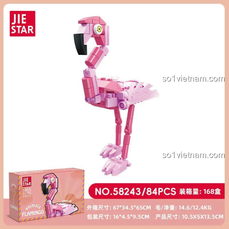 Hộp đựng bộ đồ chơi lắp ráp Hồng Hạc JIESTAR 58243, 84 chi tiết, kích thước 16x9.5x4.5 cm, phù hợp cho bé gái 6 tuổi