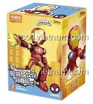 Hộp đựng bộ lắp ghép Iron Man Tony Stark 布鲁可BLOKEES 74804, có hình ảnh nhân vật Người Sắt, phù hợp làm quà tặng cho bé trai 3 tuổi.