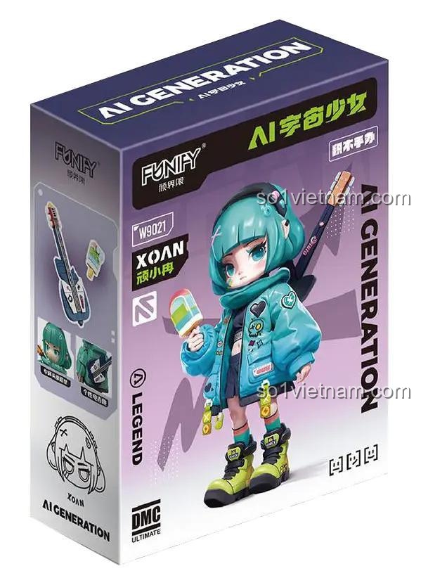 Hộp đựng bộ lắp ghép AI Vũ Trụ Thiếu Nữ XOAN FUNIFY W9021, thiết kế hiện đại, thể hiện hình ảnh nhân vật
