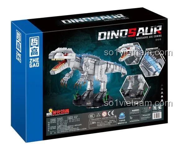 Hộp đựng bộ lắp ghép khủng long bạo chúa ZHEGAO 931001, đồ chơi xếp hình khủng long T-Rex, đồ chơi giáo dục cho bé trai 6 tuổi