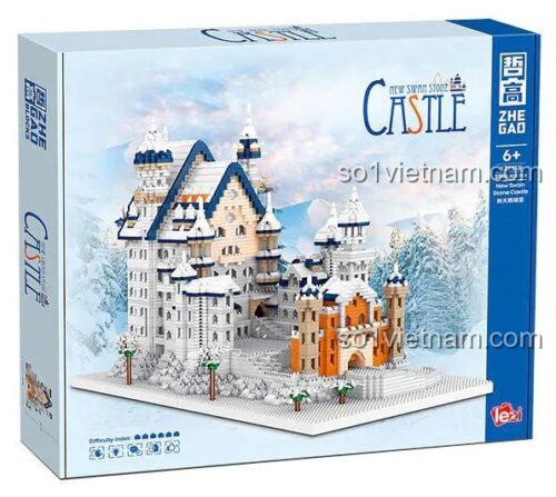 Hộp đựng bộ lắp ráp Lâu đài Thiên Nga Mới ZHEGAO LZ8253 5986 mảnh ghép
