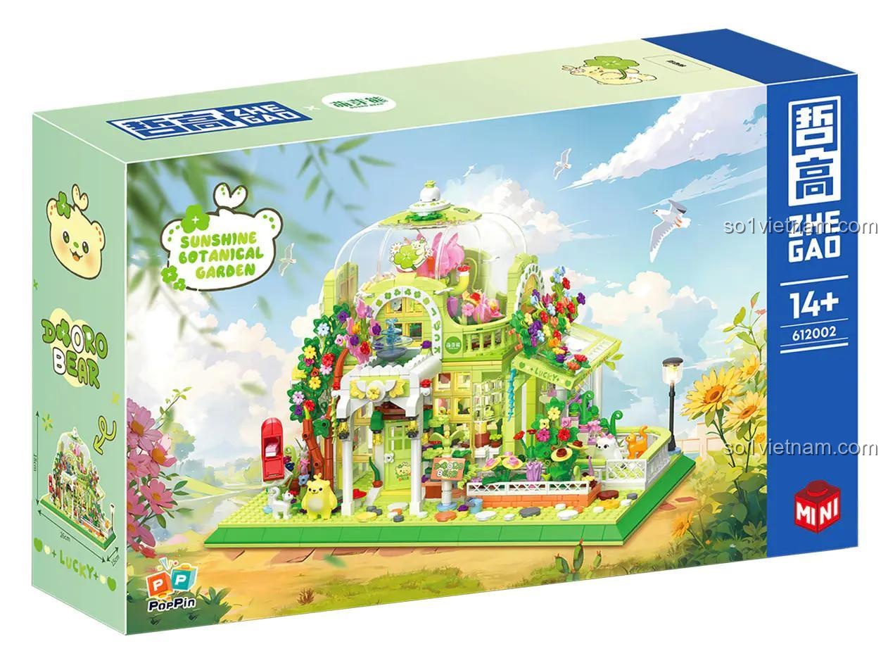 Hộp đựng đồ chơi ZHEGAO 612002 Vườn Thực Vật Nắng Mai, kích thước 35x22x8cm, 1490 mảnh ghép, phù hợp cho bé gái 14 tuổi, đồ chơi sáng tạo, quà tặng ý nghĩa.