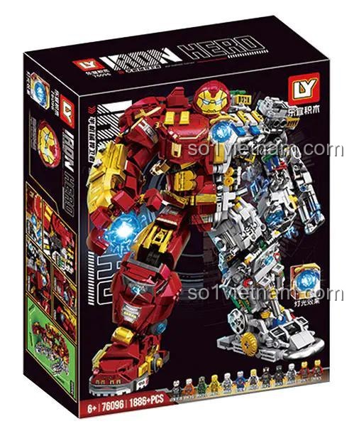 Hộp sản phẩm bộ lắp ghép Người Sắt Hulkbuster LY 76096, 1886 mảnh, 6+ tuổi, kích thước 33x42x12cm