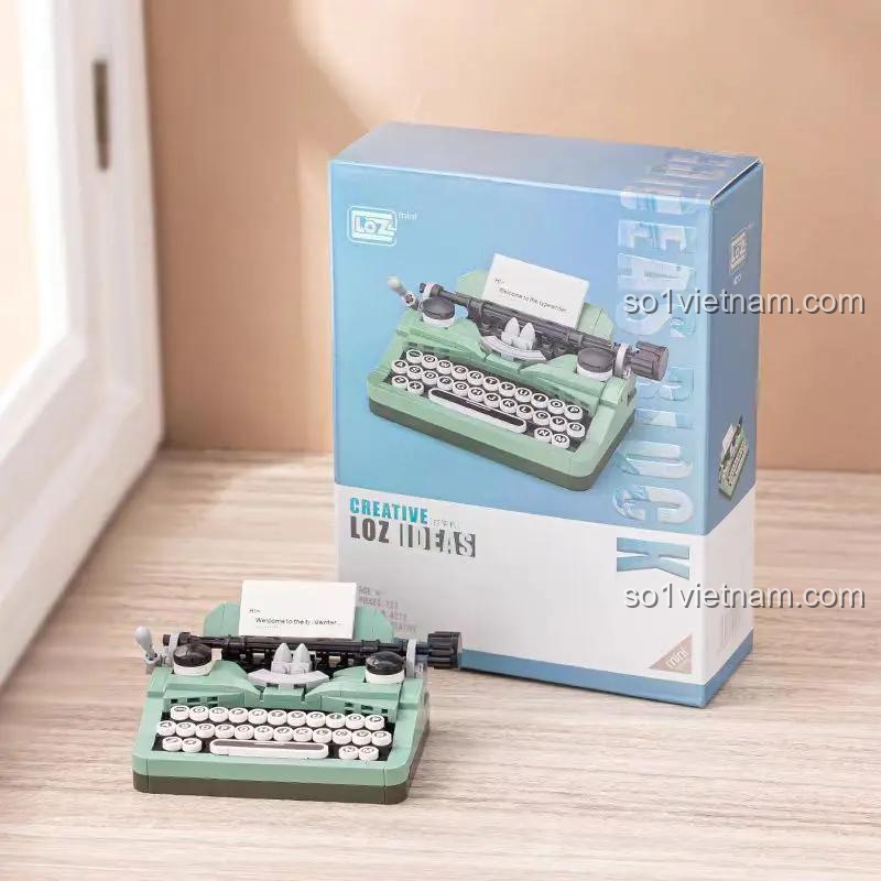 Hộp đựng máy đánh chữ cổ điển LOZ 4213, bộ lắp ghép 223 mảnh, đồ chơi máy đánh chữ, mô hình máy đánh chữ retro, quà tặng sáng tạo cho bé 6 tuổi