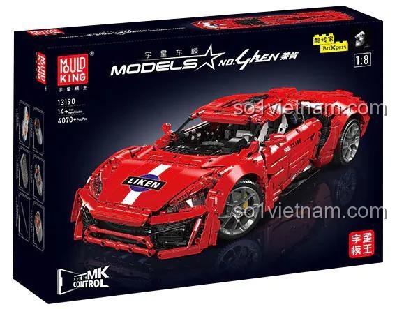 Hộp đựng MouldKing 13190 Siêu xe Lykan Đỏ Đen Trắng Xám Tỉ lệ 1:8 Điều khiển từ xa Cửa mở cánh chim Đồ chơi lắp ghép cho bé trai 14 tuổi