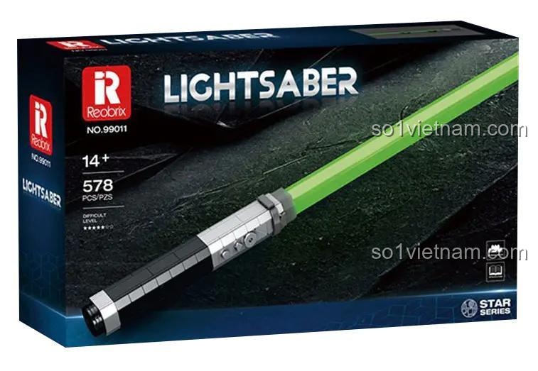 Hộp đựng bộ lắp ghép Kiếm Ánh Sáng Xanh Lá Reobrix 99011