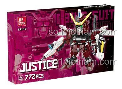 Hộp đựng bộ lắp ghép Robot Justice JIESTAR 58195, 772 mảnh ghép, kích thước hộp 47.5x6.5x28.5cm, đồ chơi cho bé trai 6 tuổi