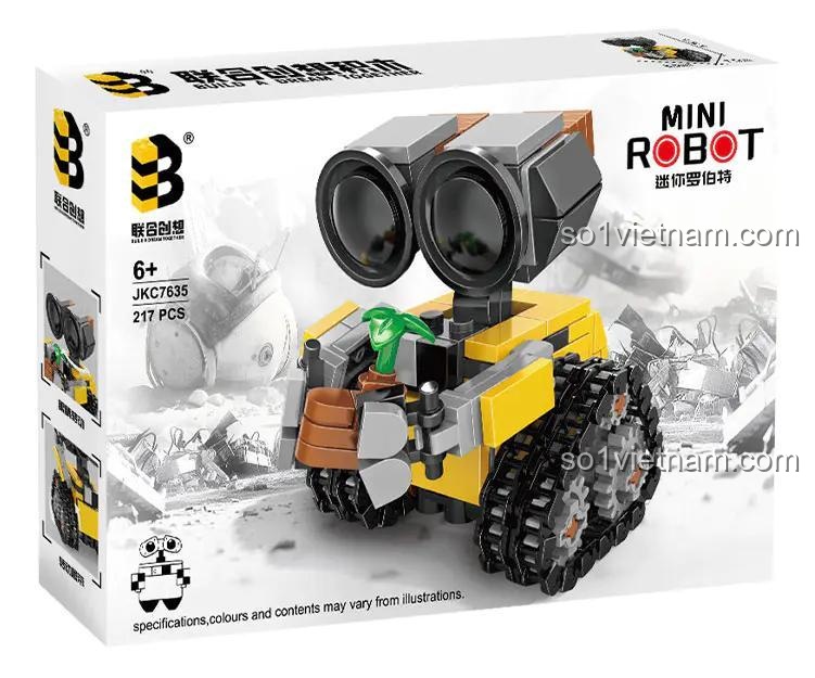 Hộp sản phẩm Robot Wall-E Mini B.Toys JKC7635, bộ lắp ghép 217 mảnh, đồ chơi mô hình robot cho bé 6 tuổi