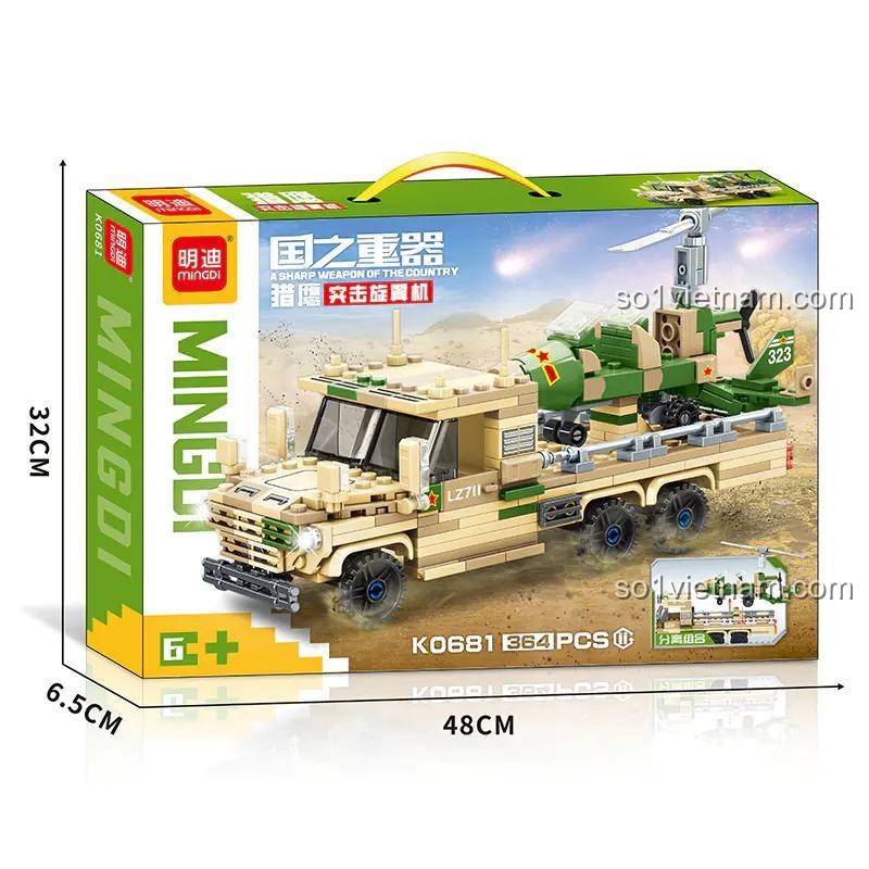Hộp sản phẩm bộ lắp ghép xe tải vận chuyển trực thăng tấn công minGDi K0681