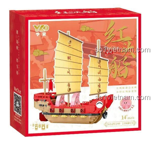 Hộp đựng bộ lắp ghép thuyền buồm đỏ YGO P1199