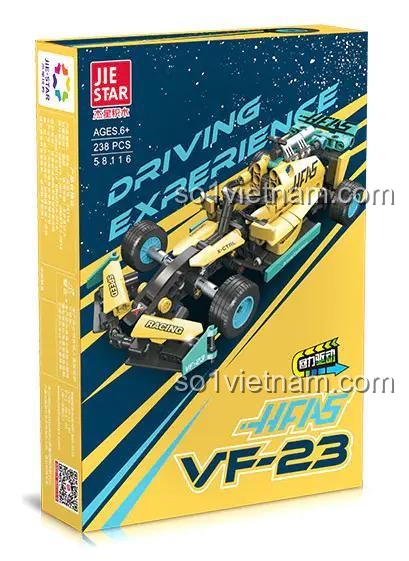 Hộp đựng bộ lắp ghép xe đua F1 Haas VF-23 JIESTAR 58116, đồ chơi cho bé trai 6 tuổi, 238 chi tiết