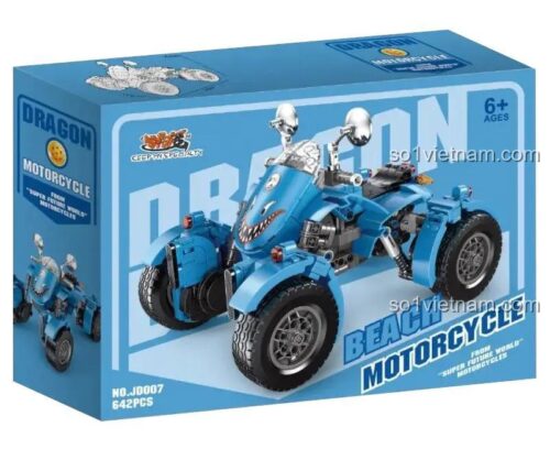 Hộp đựng bộ đồ chơi xe máy 4 bánh Dragon JD007, 642 chi tiết, cho bé 6 tuổi