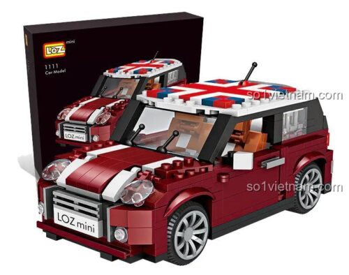 Hộp đựng bộ lắp ghép xe MINI Cooper LOZ 1111, 492 mảnh, tỉ lệ 1:36, đồ chơi mô hình cho bé trai 14 tuổi