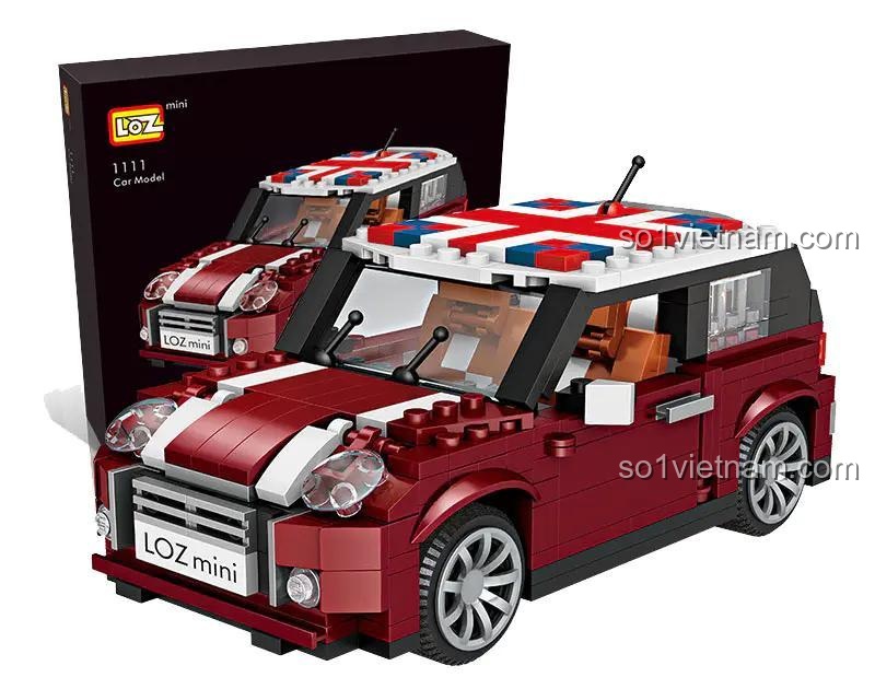 Hộp đựng bộ lắp ghép xe MINI Cooper LOZ 1111, 492 mảnh, tỉ lệ 1:36, đồ chơi mô hình cho bé trai 14 tuổi