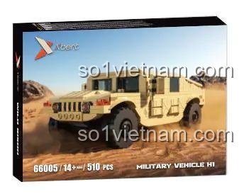 Hộp đựng bộ đồ chơi Xe Quân Sự H1 Xbert 66005, có hình ảnh xe đang chạy trên sa mạc