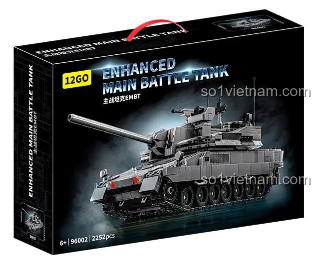 Hộp đựng bộ đồ chơi xe tăng chiến đấu chủ lực EMBT 12GO 96002, đồ chơi lắp ráp quân sự cho bé trai 6 tuổi, chi tiết cao, có điều khiển từ xa