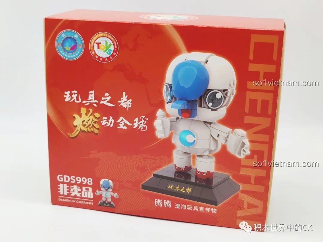 Hộp của bộ đồ chơi Mô hình linh vật lắp ráp GDS998 với tông màu đỏ cam bắt mắt và hình ảnh sản phẩm hoàn thiện.