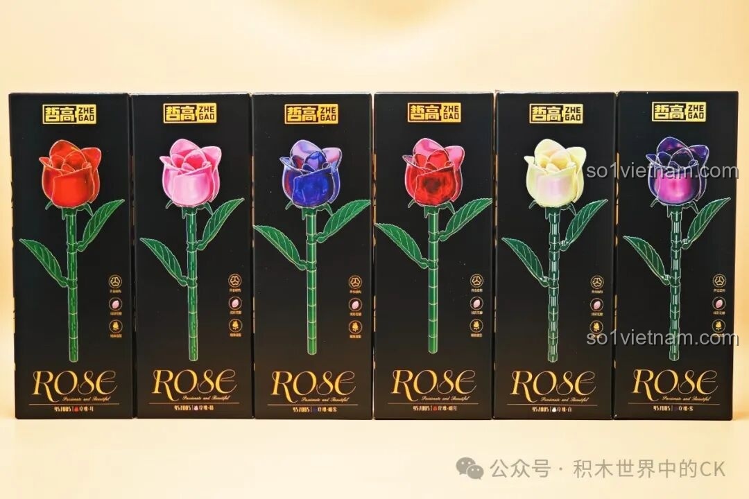 Hộp bộ lắp ghép hoa hồng ZHEGAO 957005 với nhiều màu sắc rực rỡ