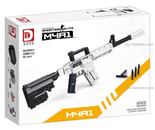Hộp sản phẩm đồ chơi mô hình DK 2004, bộ lắp ráp súng M4A1 Carbine với 1988 chi tiết, chất lượng cao.