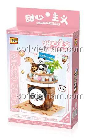 Hộp sản phẩm Gấu trúc Kem Sữa LOZ 8811