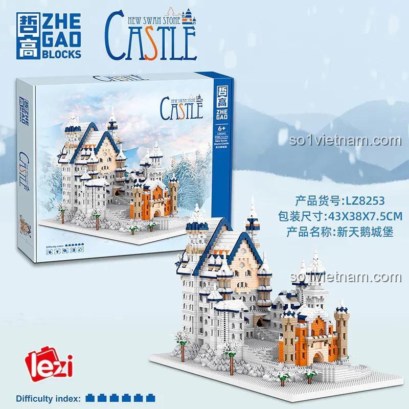 Hộp sản phẩm Lâu đài Thiên Nga Mới ZHEGAO LZ8253 kích thước 43x38x7.5cm