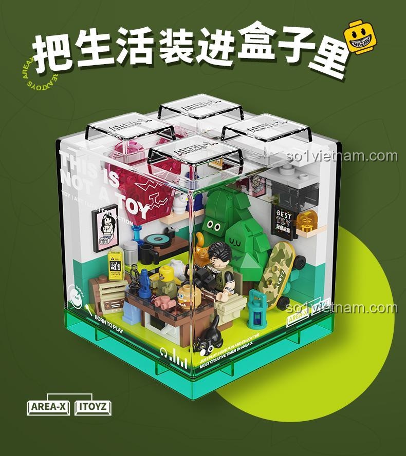 Kích thước mô hình bộ đồ chơi lắp ghép Hộp Sáng Tạo ITOYZ Liên Minh X-BOX AREA-X AD0002