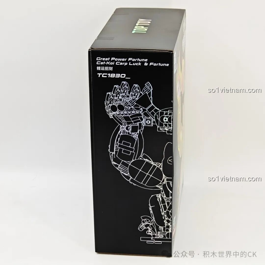 Cạnh bên hộp TOP TOY TC1830 hiển thị tên sản phẩm và mã số